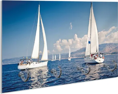 Produktbild von Wallario Handtuchhalter aus Glas, Motiv: Segelschiff auf dem Mittelmeer, 30 x 20 cm mit 4 Haken