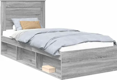 Obrázek produktu pro Rám postele s čelo Šedá Sonoma 75 x 190 cm Masivní borové dřevo