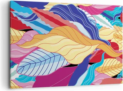 Produktbild von Bild auf Leinwand - Leinwandbild - Einteilig - Muster Blätter bunt - 100x70cm - Wand Bild - Wanddeko - Wandbilder - Leinwanddruck - Bilder - Wanddekoration - Leinwand bilder - Wandbild - AA100x70-4269