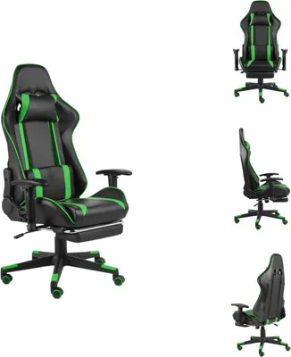Image de vidaXL Chaise de jeu avec repose-pieds Pivotant Vert PVC - Fauteuil de jeu