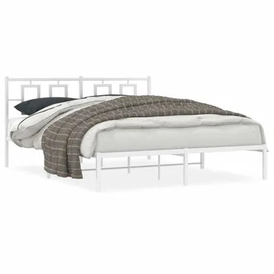 Obrázok produktu pre vidaXL Posteľný rošt s čelom kovový biely 150x200 cm