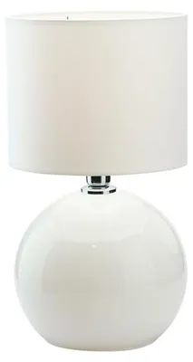 Produktbild von Tischleuchte Glas Stoff rund D: 20 cm 36 cm hoch Weiß E27 Modern Nachttischleuchte
