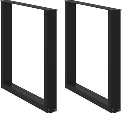 Image de Pieds de table à manger en U 2 pièces Noir 80 x (72-73) cm Acier