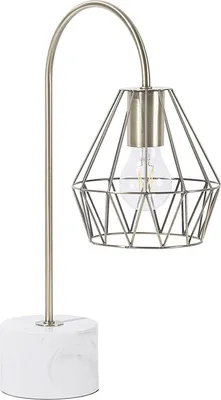 Produktbild von BELIANI Tischlampe Gold Metall 50 cm Glühbirnen-Optik Schirm Diamantform Lampenfuß Marmoroptik Kabel mit Schalter Bogenlampe Modernes Design
