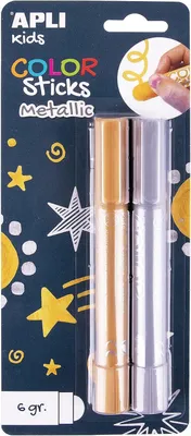 Produktbild von Kids 18880 Metallic Stifte, feste Temperafarben für Kinder, Gold und Silber, 2 Stück