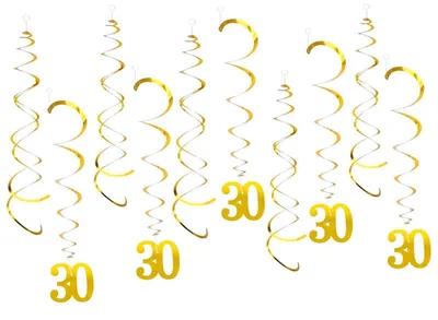 Produktbild von Geburtstagsdeko Spiralen Girlande Gold 20 Stück für 30. Geburtstag