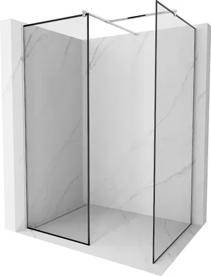 Image de Mexen Kioto Paroi de douche à l'italienne 150 x 90 cm, motif noir, chrome - 800-150-202-01-70-090