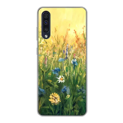 Produktbild von MuchoWow® Handyhülle Schutzhülle Hülle für Samsung Galaxy A30s Blumen - Aquarell - Sonne Silikon Softcase Handy Hülle - Karteninhaber