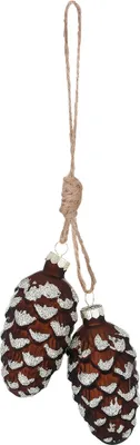 Produktbild von Christbaumschmuck zwei Glas Zapfen auf Kordel 7cm braun