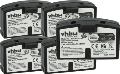 Produktbild von vhbw 5x Akku Ersatz für Sennheiser BA151, BA150 für Wireless Headset Kopfhörer (60 mAh, 2,4 V, NiMH)