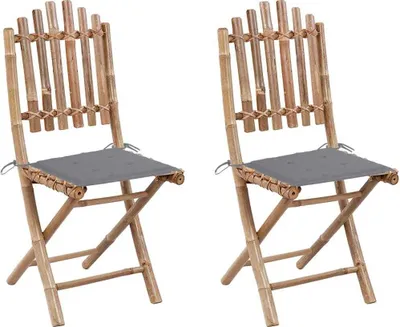 Produktbild von Klappbare Gartenstühle 2 Stk. mit Kissen Bambus