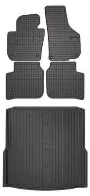 Productafbeelding van Rubberen automatten + kofferbakmat voor Skoda Superb II 2008-2015 (stationwagen) – 5-delig, zwart, op maat – Wielganizator SolidPRO