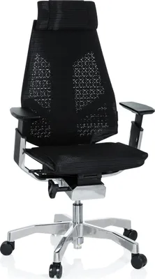 Produktbild von hjh OFFICE High End Bürostuhl GENIDIA PRO Ergonomischer Schreibtischstuhl mit Armlehnen Netzstoff Schwarz Drehstuhl für Büro, Zuhause