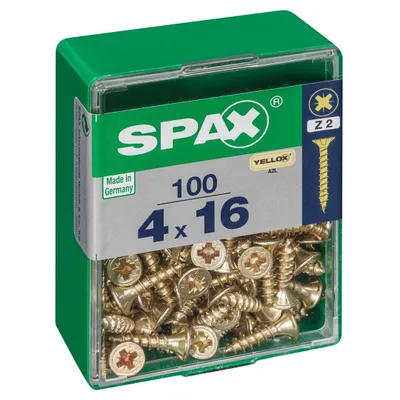 Immagine prodotto di Set di 100 viti in acciaio a testa svasata pozidriv SPAX, Diam.4 mm x L.16 mm