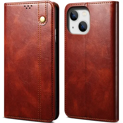 Obrázek produktu pro Pouzdro pro iPhone 15 kožené flip pouzdro peněženka s funkcí stojánku červené