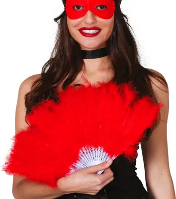 Immagine prodotto di bellissimo ventaglio di piume rosse per signore