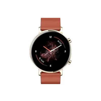 Produktbild von HUAWEI Smartwatch Watch GT 2, rot, Bluetooth, Fluorkautschuk, Herren, Android 4.4+/iOS 9.0+, bis zu 7 Tage Akkulaufzeit, 5 ATM, 41,8x41,8x9,4mm