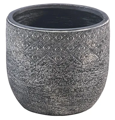 Zdjęcie produktu dla Doniczka Kobolo STONE – donica na kwiaty o średnicy 45 cm i wysokości 40 cm, okrągła, z włókna szklanego – szara