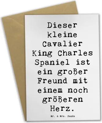 Produktbild von Mr. & Mrs. Panda Klappkarte Spruch Cavalier King Charles Spaniel - Weiß - Geschenk, Hunderassen Eigenschaften, hochzeitskarten, weihnachtskarten, Hund, charmant