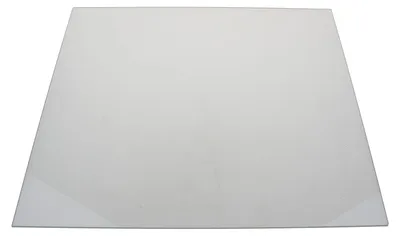 A clear glass plate, likely a replacement part for a freezer.