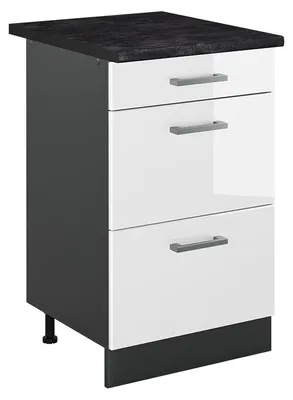 Immagine prodotto di Mobiletto base per cucina Vicco R-Line Bianco lucido/Antracite 50 cm piano di lavoro Antracite, Model 69891