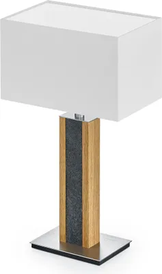 Produktbild von Karl G Quadra Tischlampe mit Granitapplikation Baumwolle weiß Nickel matt gebürstet