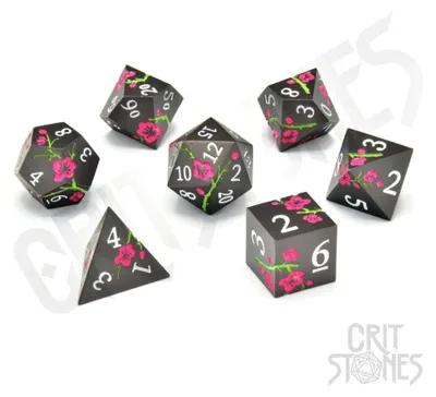 Immagine prodotto di CritStones Set di dadi metallici Nighttime Blossom (7)
