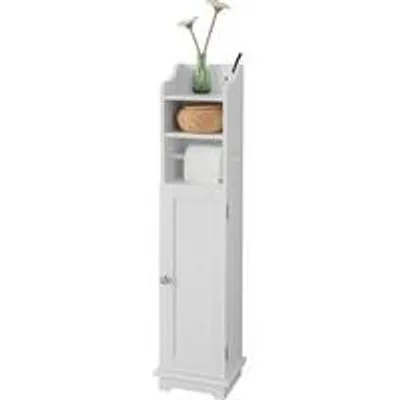 Produktbild von Famanu Toilettenschrank freistehend - mit Toilettenpapierhalter - praktische Aufbewahrung - Weiß