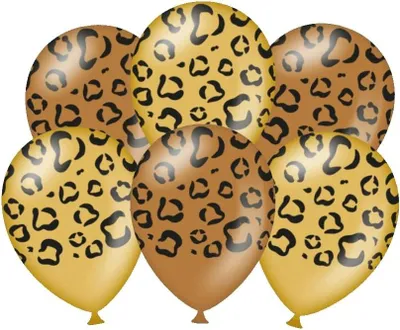 Zdjęcie produktu dla Balony z naturalnej gumy, 30 cm, 6 sztuk, wzór: leopard, idealne na dziecięce imprezy