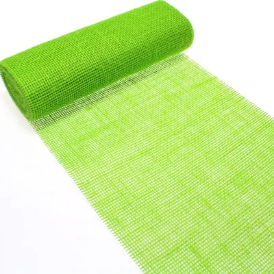 Produktbild von 10m Tischläufer Tischband Jute 30cm breit Gitterband, Farbe:apfelgrün