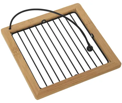 Serviettenhalter Metall/Holz, 18x18x9 cm, schwarz/natur