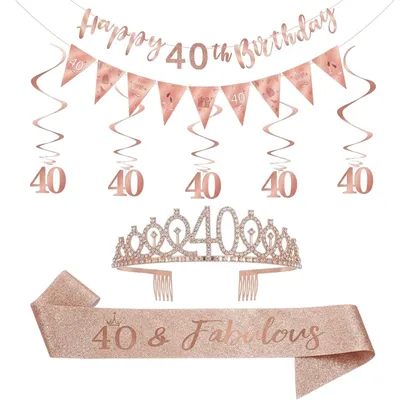 Produktbild von Party-Dekorationsset - Mit Krone für Jubiläumsfeiern und Fotoshootings - Roségold - 40.
