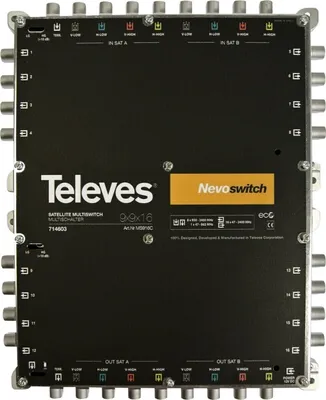 Produktbild von Televes 714603, 9 Eingänge, 25 Ausgänge, 950 - 2400 MHz, 88 - 862 MHz, 10 dB, 4 dB