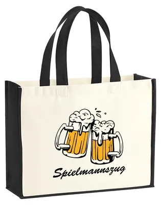 Produktbild von Huuraa Jutetasche Spielmannszug Schützenfest 21 Liter Black Jute und Baumwolle Einkaufstasche Geschenkidee