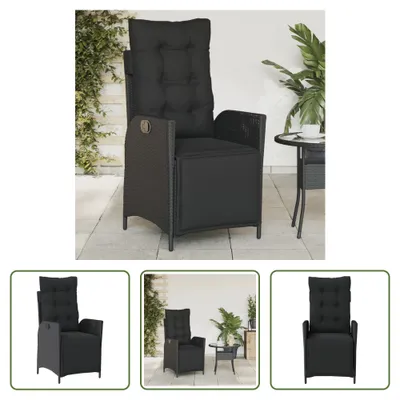 Obrázek produktu pro The Living Store Zahradní křeslo s podnožkou nastavitelné Black Poly Rattan