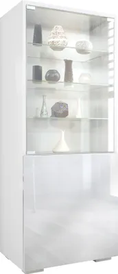 Produktbild von Vladon Vitrine Granada, Germany, Vitrinenschrank mit Glastür und Glaseinsatz, Weiß matt/Weiß Hochglanz (50 x 122,5 x 34,5 cm)