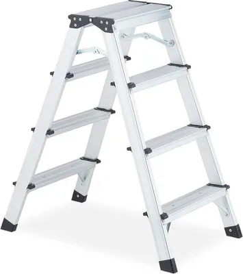 Produktbild von Famanu Aluminium Haushaltsleiter klappbar, bis 120 kg, leicht, 4 Stufen