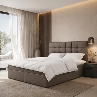 Produktbild von Boxspringbett LEO-140x200cm Bettkästen|Bonellmatratze|Topper|Doppelbett|Polsterbett|Kunstleder-Braun