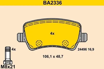 Produktbild von Barum Bremsbeläge Satz Hinten Bremsklötze für FORD S-MAX (WA6) BA2336