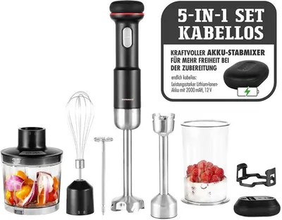 Produktbild von Gastroback 40982 Design Stabxmixer-Set 5 in1 kabellos