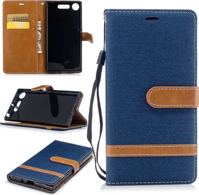 Produktbild von Tasche für Sony Xperia XZ1 Jeans Cover Handy Schutz Hülle Case Dunkelblau