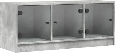 Obrázek produktu pro vidaXL TV skříňka se skleněnými dvířky betonově šedá 102x37x42 cm