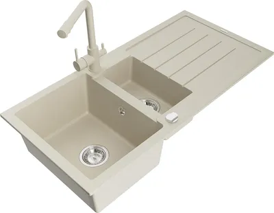 Immagine prodotto di Mexen Andres lavello in granito 1,5 vasca con scolapiatti e rubinetto da cucina Duero, beige - 6515-69-671600-69