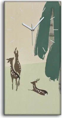 Produktbild von Küchenuhr Bürouhr Leinwand Uhr 30x60 Malerei Abstrakte Wald Bäume Tiere Kunst - weiße Hände