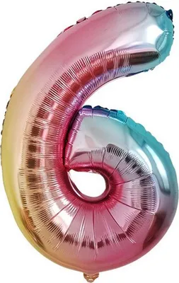Image de Ballon en plastique nombre 6, environ 100 cm, couleur arc-en-ciel