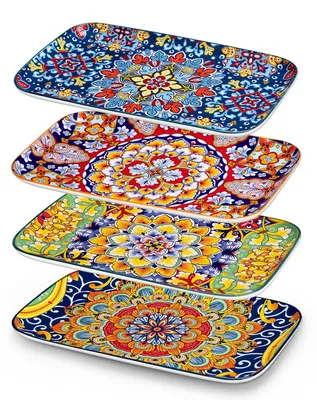 Obrázek produktu pro Solidchoice – Sada čtyř obdélníkových porcelánových talířů na večeři