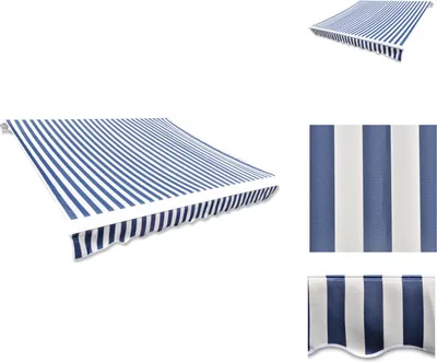 Zdjęcie produktu dla vidaXL Poszycie markizy niebiesko-białe 350x250 cm - Markizy