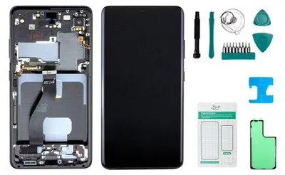 Produktbild von Samsung Galaxy S21 Ultra 5G Display Phantom Black (schwarz) - Set