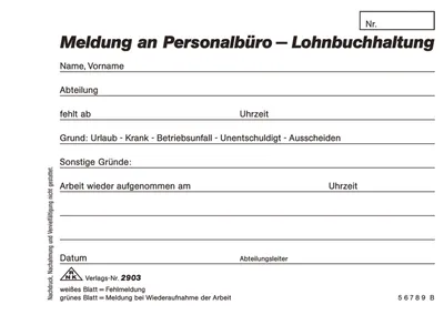 Produktbild von RNK Verlag 2903 Fehlmeldung - Block - SD, 2 x 40 Blatt, DIN A6 quer