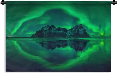 Produktbild von MuchoWow® Wandteppich Wandbehang Nordlichter - Steine - Strand - Island 120x80 cm Tapisserie Dekoration Wandtuch - Wanddekorationen - Wandtücher